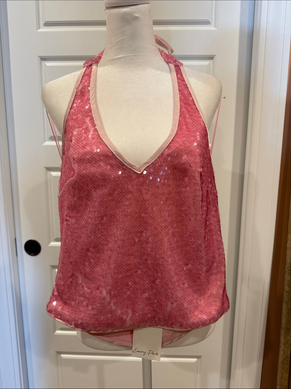 Emory Park NWT Pink Sequin Halter Tank Top